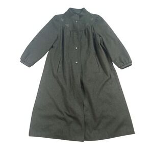 Himalaya Baur Loden Tirol Austrian Wool Alpaca Applique Full Length Coat 38 FLAW